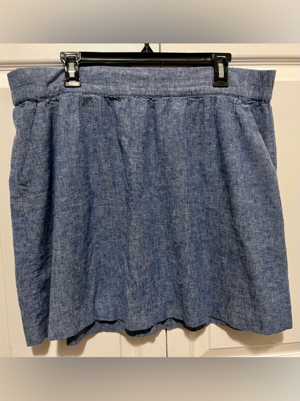 Loft Outlet Chambray Linen Blend Mini Skirt, Size XL